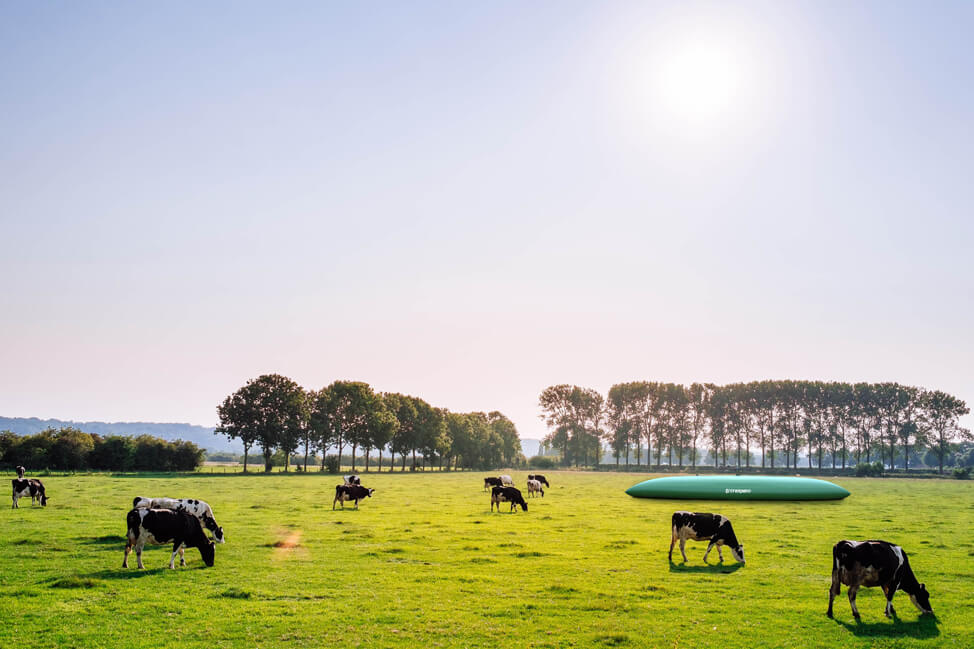 Citerne souple pour eau agriculture dans un champ